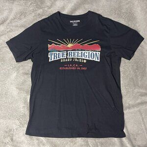True Religion Black Tee Size M / Gold Sunset Graphic